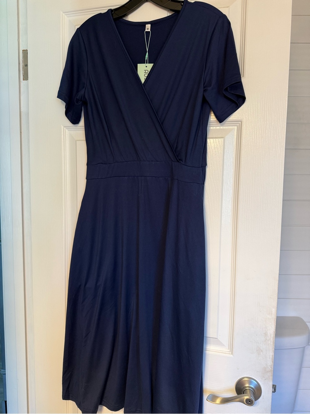 Amazon Women’s Navy Short-Sleeve Wrap Midi Dress